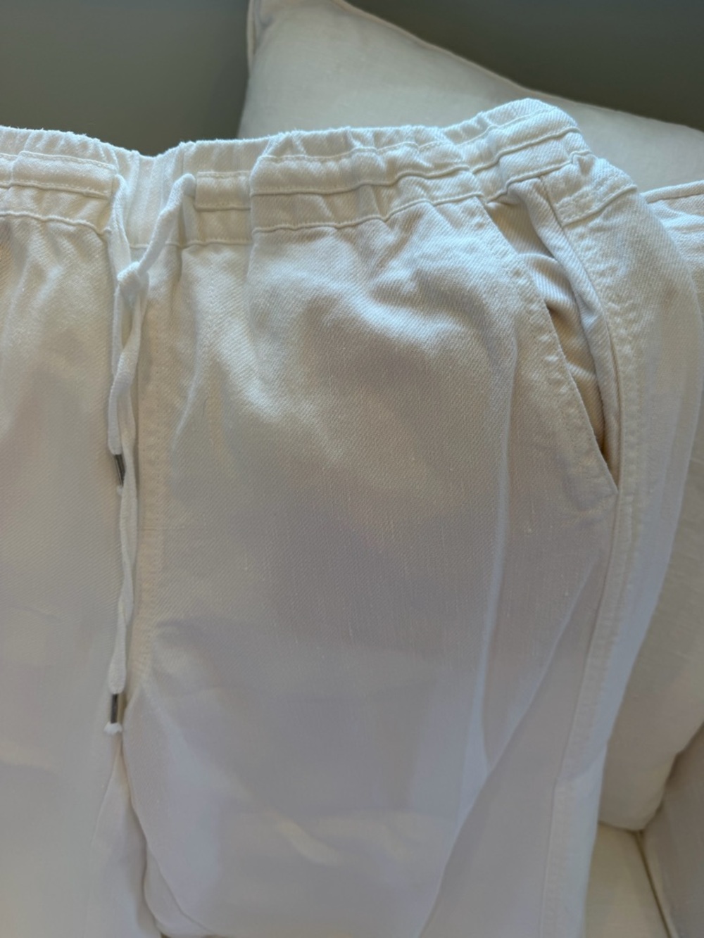 Anthropologie White Wide-Leg Drawstring Pants - Picture 4 of 12